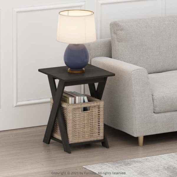 Furinno Modern Simplistic Espresso Criss-Crossed End Table (Set of 2)