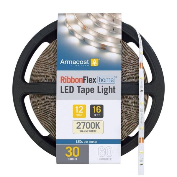 Armacost Lighting RibbonFlex Home 16 ft. (5m) 12-Volt White LED Strip Light Tape
