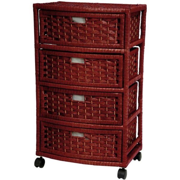 Red Lantern 4-Drawer Mahogany Natural Fiber Trunk