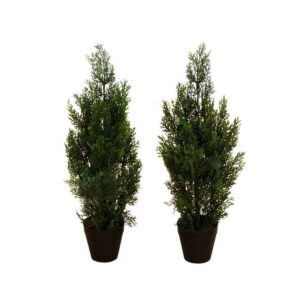 Nearly Natural 2 ft. Artificial Cedar Pine Tree UV Resistant -Set of 2