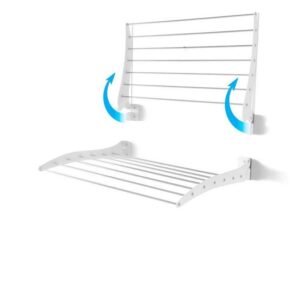 STEP UP 34x20.5 in White Metal Wall Mounted Foldable Laundry Drying Rack