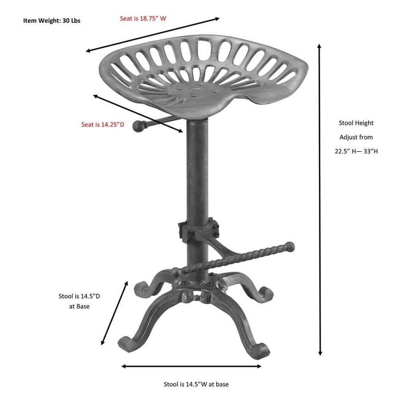 Carolina Chair & Table Tractor Seat Adjustable Height Green Bar Stool - Image 3