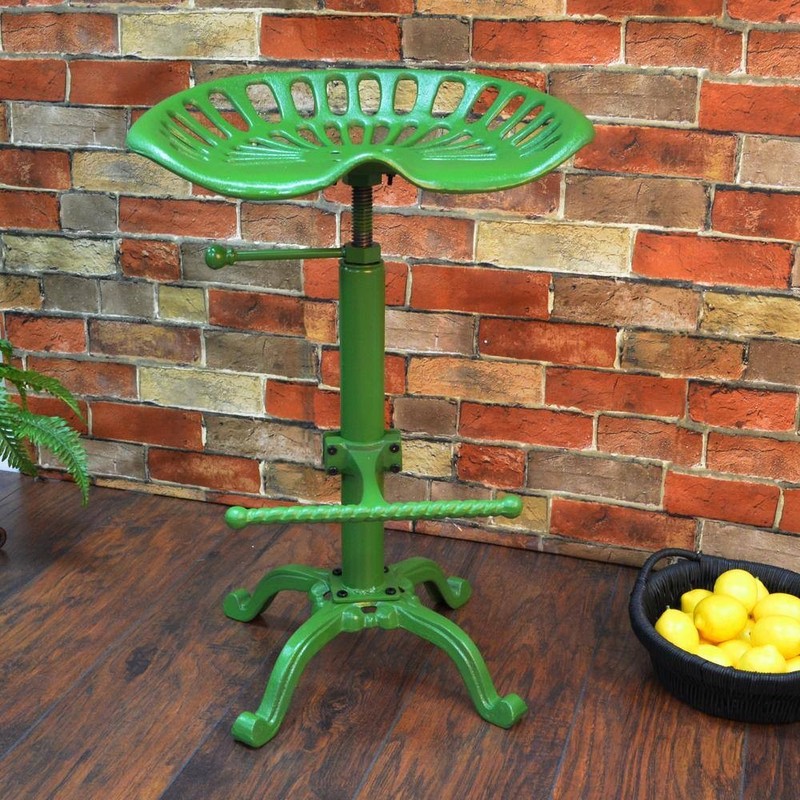 Carolina Chair & Table Tractor Seat Adjustable Height Green Bar Stool - Image 7