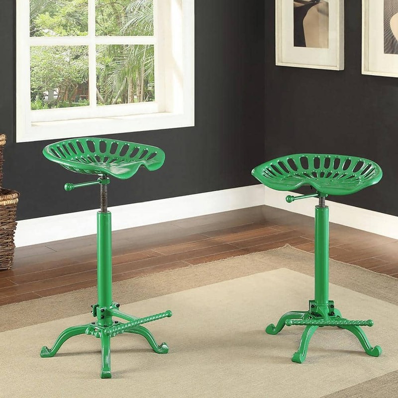 Carolina Chair & Table Tractor Seat Adjustable Height Green Bar Stool - Image 9