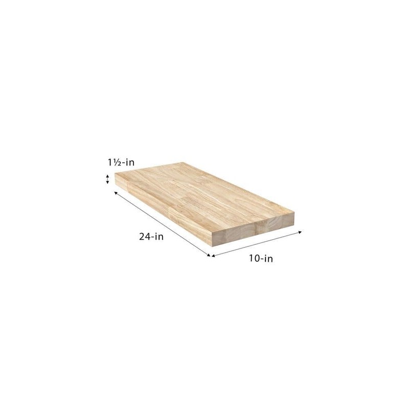 HARDWOOD 10 in. W x 24 in. D Unfinished Hevea Floating Decorative Wall Shelf - Image 2