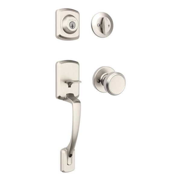 Kwikset Henley Satin Nickel Single Cylinder Handleset w Maven Knob SmartKey