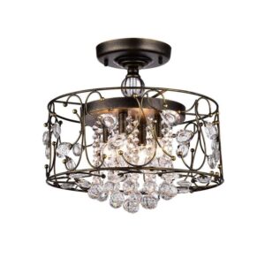Greenville Orvokki 16" 4-Light Black Gold Semi-Flush Mount Ceiling Light Fixture