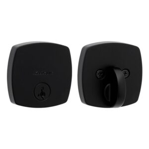 Kwikset Midtown Matte Black Single Cylinder Deadbolt w Soft Modern Rose SmartKey