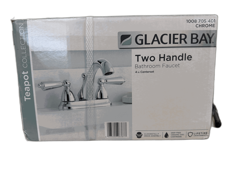 Glacier Bay Teapot 4 in. Centerset Double-Handle Bathroom Faucet Polished Chrome - Image 4