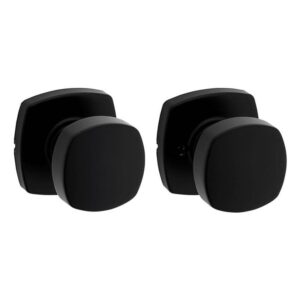 Kwikset Arroyo Matte Black Hall/Closet Knob with Soft Modern Rose