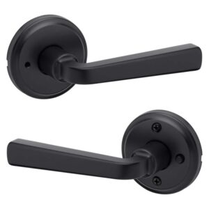 Kwikset Trafford Matte Black Reversible Round Straight Bed/Bath Door Handle