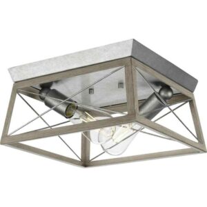 Progress Lighting Briarwood Collection 2-Light Bleached Ceiling Light Flush Moun
