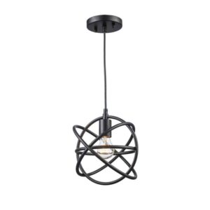 Bel Air Lighting Viewridge 1-Light Black Mini Pendant Light Fixture w/Metal Orb
