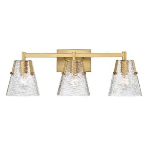 Z-Lite Analia 26.25 in. 3 Light Modern Gold Vanity Light w/Clear Ribbed Shade