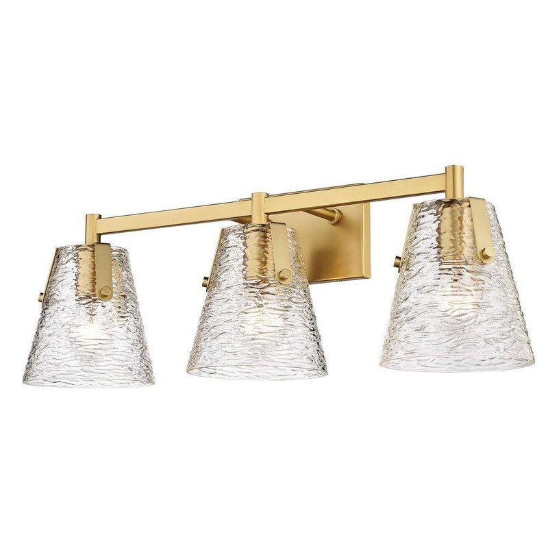 Z-Lite Analia 26.25 in. 3 Light Modern Gold Vanity Light w/Clear Ribbed Shade - Image 2