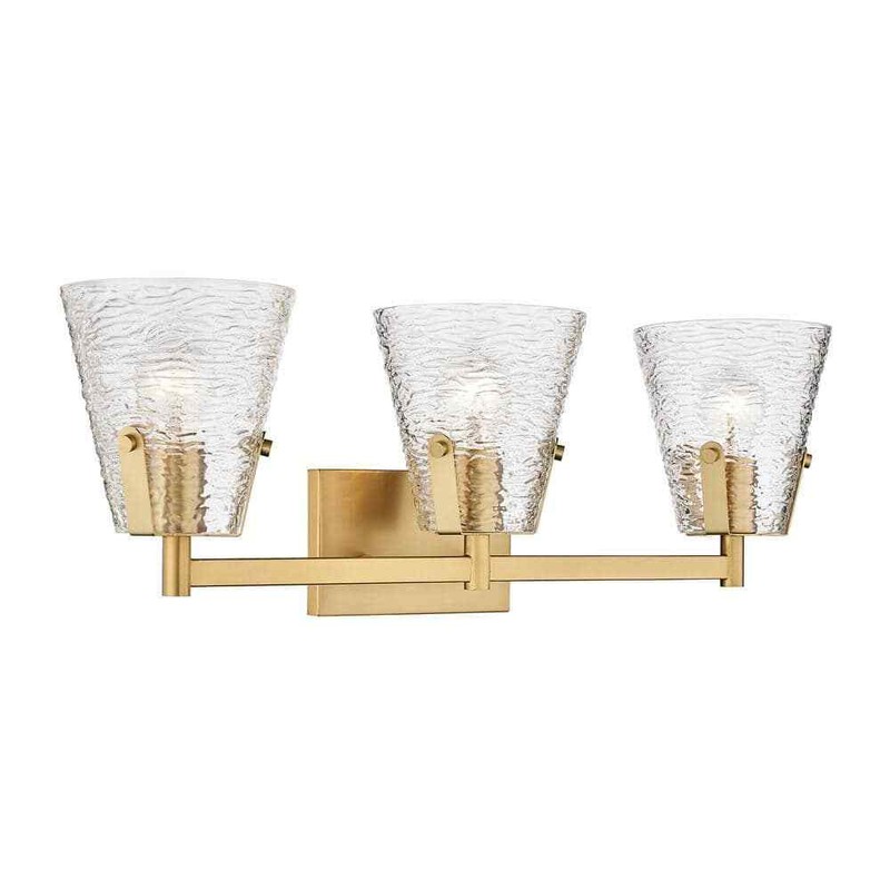 Z-Lite Analia 26.25 in. 3 Light Modern Gold Vanity Light w/Clear Ribbed Shade - Image 3