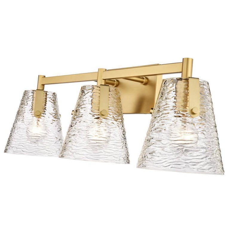 Z-Lite Analia 26.25 in. 3 Light Modern Gold Vanity Light w/Clear Ribbed Shade - Image 4