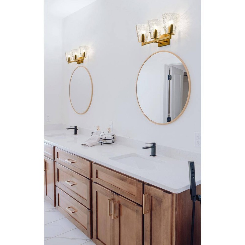 Z-Lite Analia 26.25 in. 3 Light Modern Gold Vanity Light w/Clear Ribbed Shade - Image 6