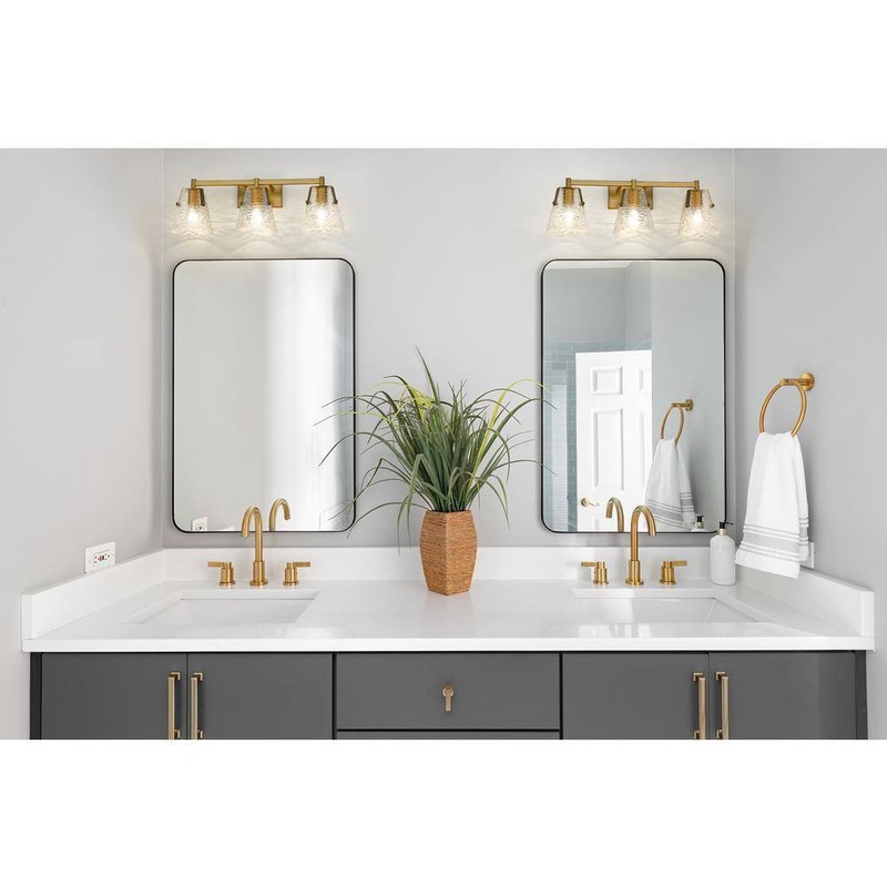 Z-Lite Analia 26.25 in. 3 Light Modern Gold Vanity Light w/Clear Ribbed Shade - Image 7