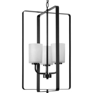 Progress Lighting League Collection 3-Light Matte Black Etched Glass Modern
