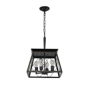 Sunpez 4-Light Chandelier Golden Black Rustic Island Light Fixtures for Entryway