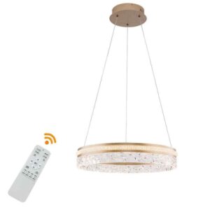 OUKANING 48-Watt Modern Dimmable Integrated LED Gold Round Ring Island Pendant