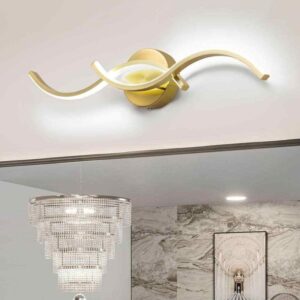EDISLIVE Jerico 23.6 in. 2-Light Integrated LED Gold Vanity Light Bar w/2 Curves