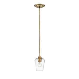 Z-Lite 1-Light Olde Brass Mini-Pendant with Clear Glass Shade