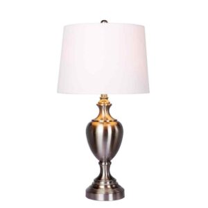 Fangio Lighting 30 in. Brushed Steel Urn with Pedestal Base Metal Table Lamp