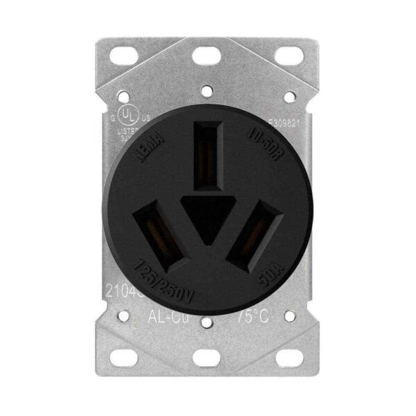 ELEGRP 50 Amp 125/250V NEMA 10-50R Flush Mount Power Outlet, Single Straight