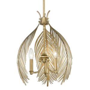 Golden Lighting Cay 3-Light Vintage Fired Gold Transitional Pendant Light