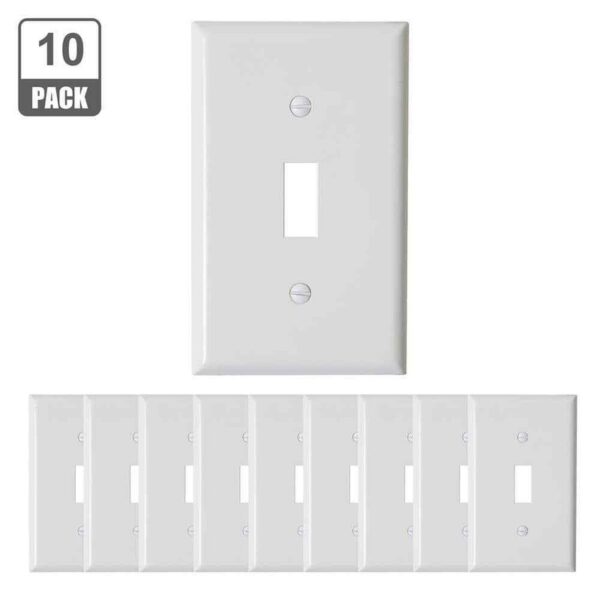 ENERGETIC LIGHTING 1-Gang White Toggle Light Switch Plastic Wall Plate (25-Pack)