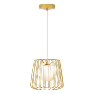 River of Goods Murray 9.875 in. Gold Metal Pendant Light w/Frosted Glass Globe