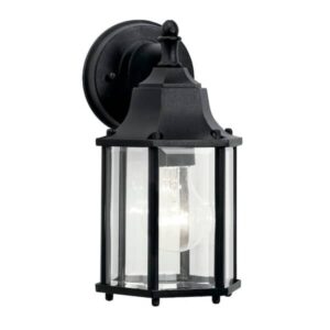 KICHLER Chesapeake 10.25 in. 1-Light Black Outdoor Hardwired Wall Lantern Sconce