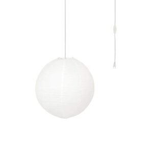 MPG Orb 60-Watt 1-Light White Hanging Lantern Pendant-Light with Round Fabric