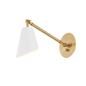 Home Decorators Collection Grant 1-Light Sconce Aged Brass Finish, White Metal