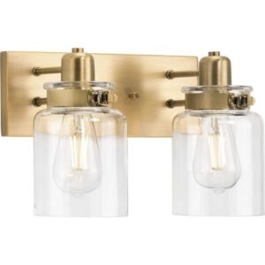 Progress Lighting Calhoun Collection 13-1/4 in.2-Light Gold Vintage Brass Glass