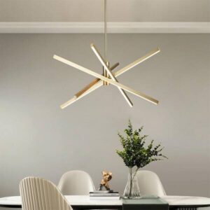 RRTYO Calvin 24-Watt 4-Light Integrated LED Gold Bar Chandelier with Metal Shade
