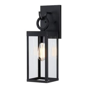 Hukoro Martin 19.3 in. Matte Black Outdoor Wall Lantern Sconce with Clear Glass
