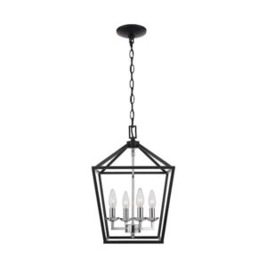 Home Decorators Collection Weyburn 4-Light Black and Polished Chrome Farmhouse