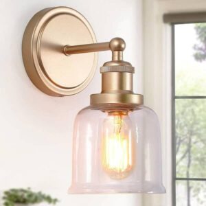 Uolfin Modern Gold Bedroom Wall Lights 1-Light Bell Bathroom Vanity Lighting