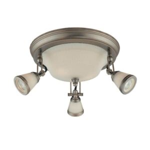 Hampton Bay 14 in. 5-Light Antique Pewter Semi-Flush Mount with Frosted Glass