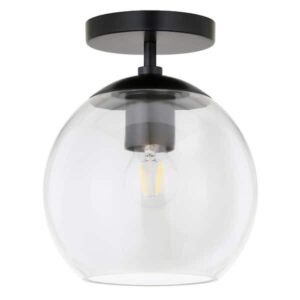 Meyer&Cross Bartlett 9 in. 1-Light Matte Black and Clear Glass Semi-Flush Mount