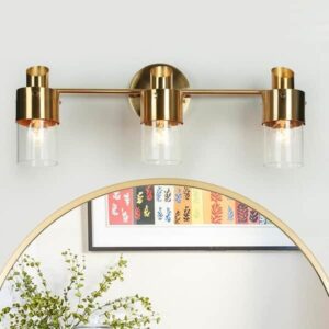 Zevni 19.5 in. Adjustable 3-Light Brass Gold Bathroom Vanity Light Modern Bath L