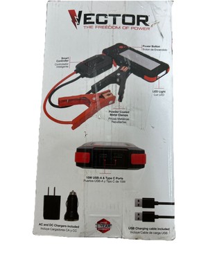 VECTOR 1600 Peak Amp Automotive Lithium Jump Starter, Portable Power-15W USB-A&C - Image 6
