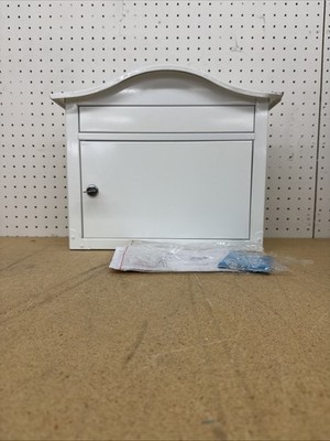 Architectural Mailboxes Saratoga White, Medium, Steel, Locking Wall Mount DENTED