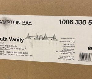 Hampton Bay 38 in. Elmcroft 4-Light Brushed Nickel Bathroom Vanity Light New