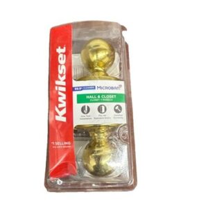 Kwikset Hall & Closet Door Knob Polished Brass 200P 3 CP V1  w Microban