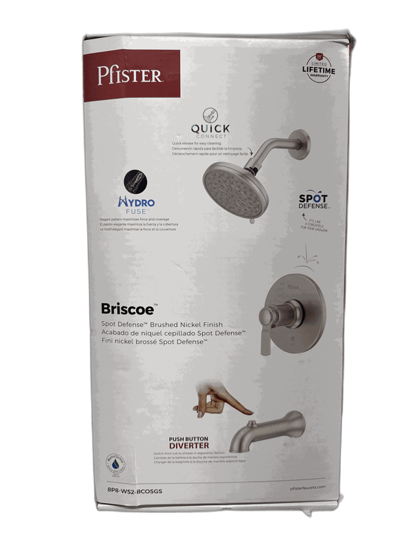 Pfister Briscoe Tub and Shower Faucet Spot Defense Stainless w/ Valve