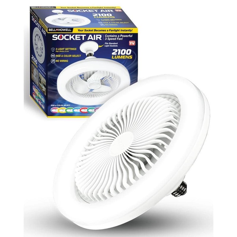 Bell + Howell 10.1 in. LED Color Changing Indoor White Ceiling Fan with Remote